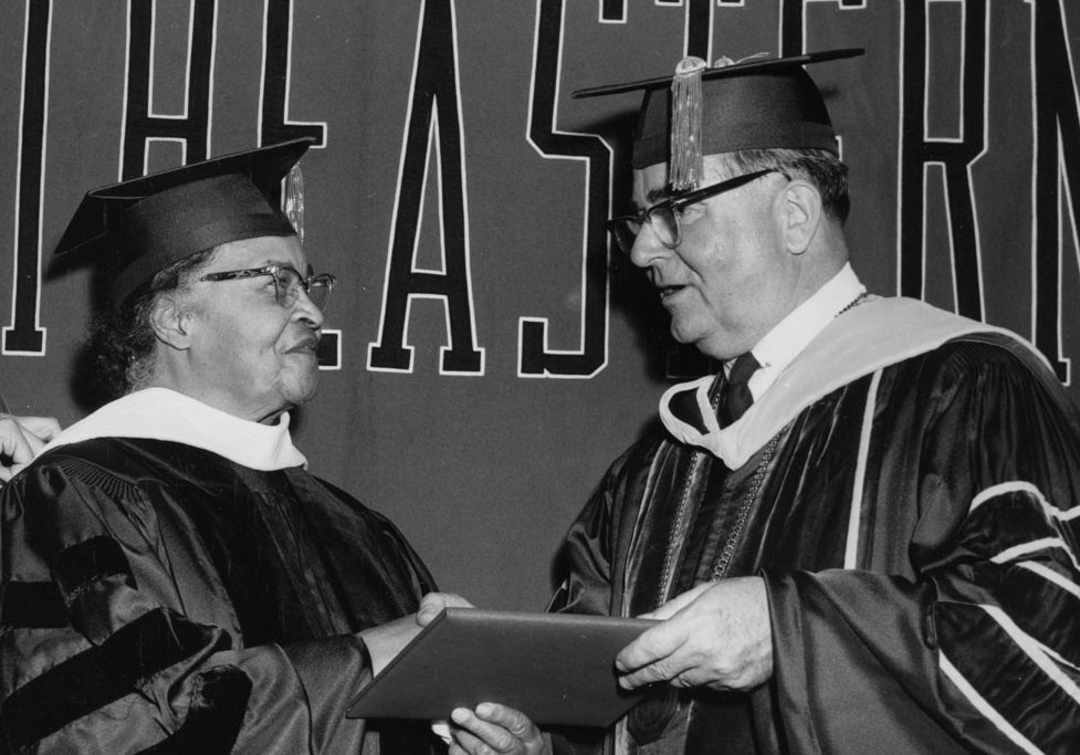 Photo: Melnea Cass receives an honorary degree at Northeastern University's 1969 commencement. Source: U.S. DOL, citing Northeastern University Libraries, Archives and Special Collections Department.