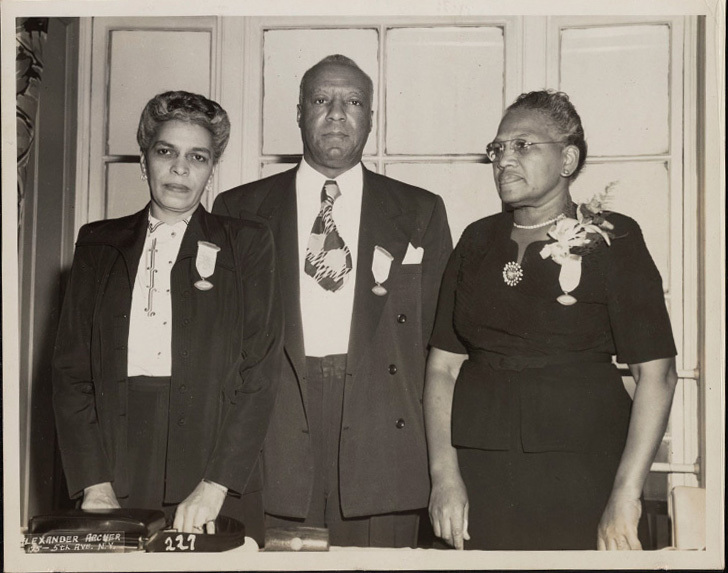 Photo: Rosina Tucker (right) with Helena Wilson and A. Phillip Randolph. Source: U.S. DOL, citing Dellums (Cottrell Laurence) Papers, African American Museum and Library, Oakland Public Library, California.