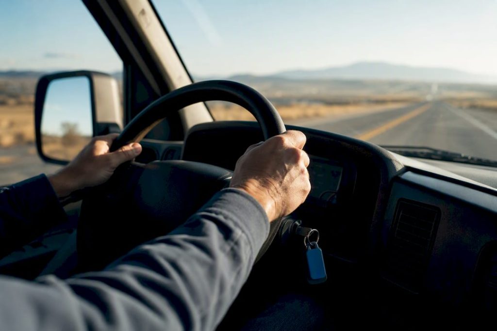 Worker driving between job locations