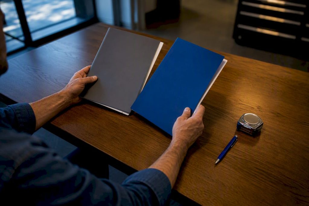 Worker reviewing employment offer documents