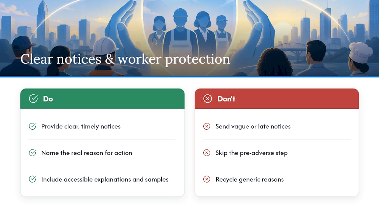 A publisher's perspective on clear notices and worker protection — overview diagram