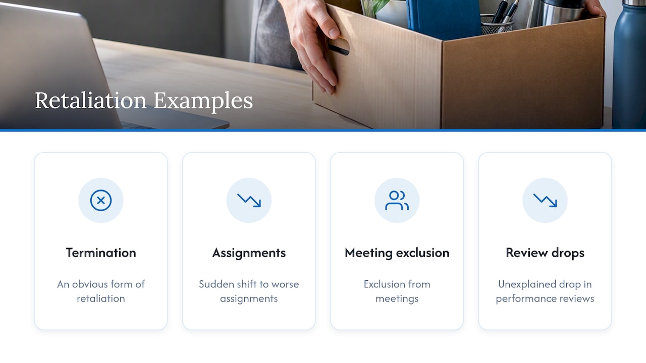 Four retaliation examples following a workplace complaint