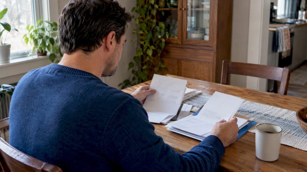 Employee comparing health coverage information at home