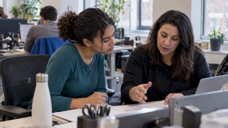 Intern learning from a workplace mentor