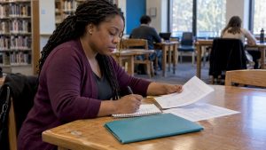 Employee recording changed shifts from work schedules